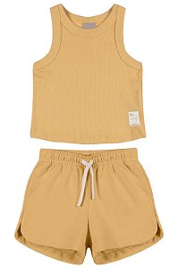 Conjunto Infantil Menina Blusa Regata Malha e Short Moletinho - Colorittá - Ref 75449