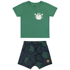 Conjunto Masculino Primeiros Passos Estampa Carangueijo  Elian - Ref 201236