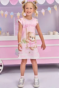 Vestido em Fly Tech Rosa Estampado - Ref 77958 - Kukiê