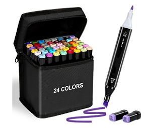 Kit canetinha 24 Marcadores Coloridos Touch com Ponta Dupla