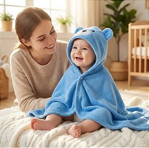 Toalha Banho Bebê Capuz Roupão Infantil - Peluciada