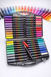 Conjunto Acrílica Marcador de 36 Cores Caneta À Prova D'água Pincel Especial