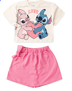 Conjunto Infantil Feminino Off White Stitch e Angel