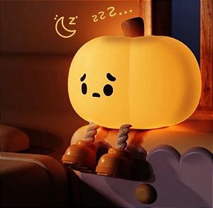 Luminária Mesa Lâmpada Noturna - Abajur Fofo Sensor Toque Touch - Led - Abóbora