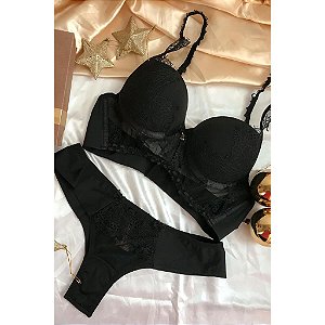 CONJUNTO LINGERIE LINDELUCY 03300 CALCINHA TANGA/BOJO/RENDA FEMININO