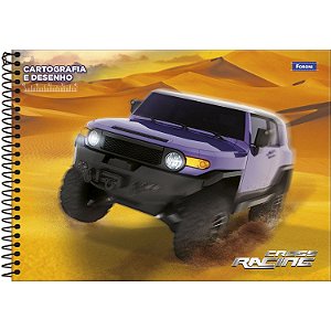 CADERNO FORONI CARTOGRAFIA CAPA DURA CROSS RACING 96 FOLHAS 1812-P (CORES SORTIDAS)