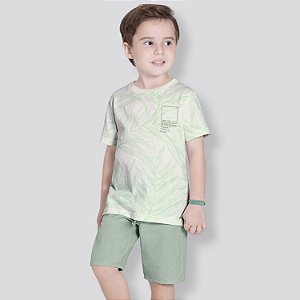 CONJUNTO VERÃO ALAKAZOO BERMUDA BRIM/CAMISETA MANGA CURTA 45918 MASCULINO INFANTIL