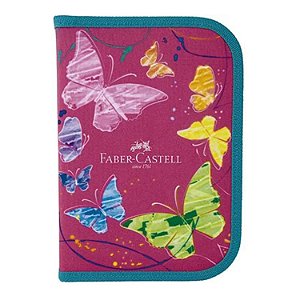 ESTOJO FABER 1 ZIPER COMPLETO (CANETA,LÁPIS,BORRACHA,APONTADOR) BORBOLETA 18.2208RS 75240-P