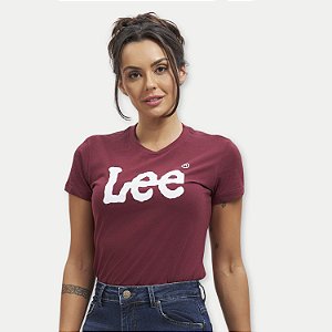 BLUSA LEE MC TSHIRT ALGODÃO SILKADA BORDO FEMININA