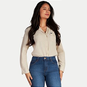 CAMISETE LEE MANGA LONGA SLIM BEGE FEMININO ADULTO