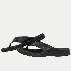 CHINELO PEGADA DEDO CASUAL TIRAS DE COURO PRETO MASCULINO