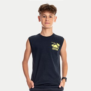 CAMISETA BY GUS REGATA ALGODÃO SILKADA AZUL MASCULINA JUVENIL