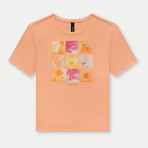 BLUSA LUNENDER MC TSHIRT ALGODÃO SILKADA  LARANJA FEMININA