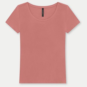 BLUSA LUNENDER MC TSHIRT MALHA CANELADA ROSA FEMININO