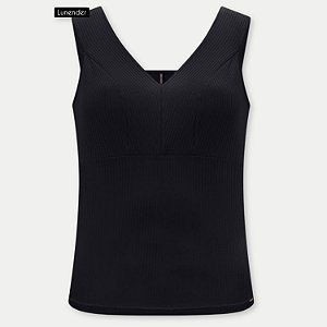 BLUSA LUNENDER REGATA  MALHA CANELADA PRETO