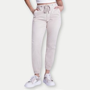 CALÇA LUNENDER BRIM BRUTO JOGGER BEGE FEMININO