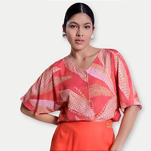 BLUSA LUNENDER MC VISCOSE ESTAMPADO VERMELHO FEMININA