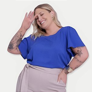 BLUSA LUNENDER MC MAIS MULHER VISCOSE AZUL ROYAL FEMININA