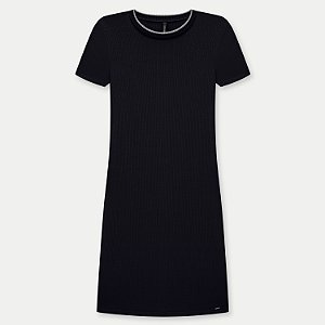 VESTIDO LUNENDER MANGA CURTA MALHA CANELADA