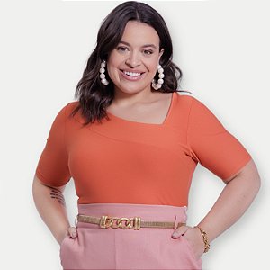 BLUSA LUNENDER MC MAIS MULHER MALHA LARANJA FEMININA