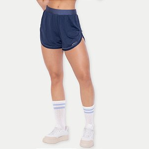 SHORT DI PAULA POLIAMIDA FITNESS COM RECORTE AZUL FEMININO