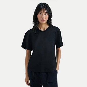 BLUSA HERING MANGA CURTA  PRETA VISCOSE FEMININA ADULTO