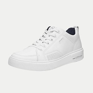 TÊNIS PEGADA CASUAL BRANCO COM CADARÇO COURO MASCULINO ADULTO