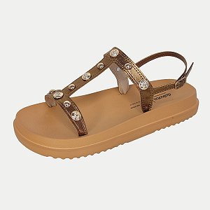 SANDALIA DAKOTA ANABELA BAIXA BRONZE FEMININA ADULTO