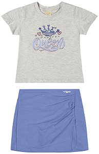 CONJUNTO VERÃO ANGERO SHORT SAIA COM BLUSA FEMININO INFANTIL