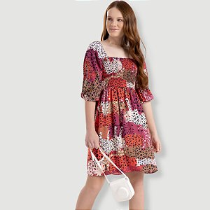 VESTIDO LUNENDER HITS MANGA LONGA TULE ESTAMPADO VERMELO FEMININO  INFANTIL