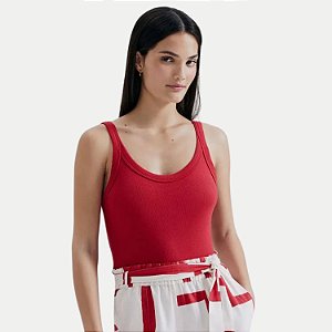 BLUSA HERING REGATA VERMELHA MALHA CANELADA FEMININA ADULTO