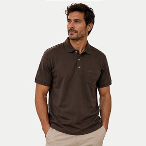 POLO WAYNA MC COMFORT LISA COM BOLSO MISTA MARROM MASCULINA ADULTO