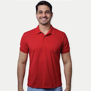 POLO WAYNA MC COMFORT LISA COM BOLSO MISTA  VERMELHO MASCULINA ADULTO