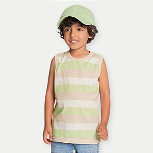 CAMISETA ALAKAZOO REGATA MALHA LISTRADA VERDE MASCULINA INFANTIL