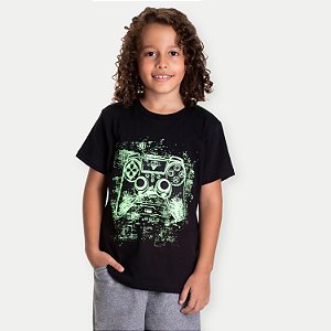 CAMISETA RANDA MUNDU MC COMFORT ALGODÃO SILKADA PRETA MASCULINA INFANTIL