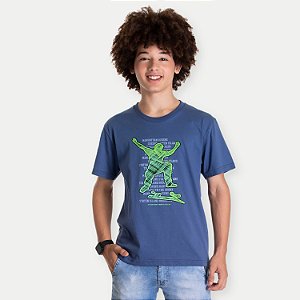 CAMISETA RANDA MUNDU MC COMFORT ALGODÃO SILKADA AZUL MASCULINA INFANTIL