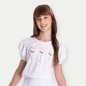 BLUSA RANDA MUNDU MC COTTON SILKADA BRANCA FEMININA INFANTIL