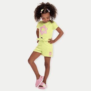 CONJ. VERÃO BY GUS SHORT E BLUSA MC MOLETINHO AMARELO FEMININO