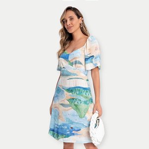 VESTIDO LUNENDER MC VISCOSE ESTAMPADO FEMININO ADULTO