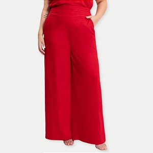 CALÇA LUNENDER LINHO MAIS MULHER PANTALONA VERMELHO FEMININA ADULTO