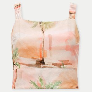 BLUSA LUNENDER REGATA VISCOSE CROPPED BEGE FEMININA ADULTO
