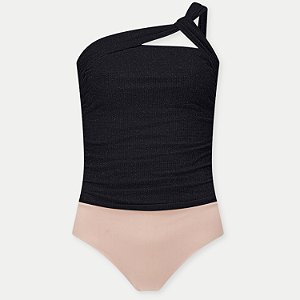 BLUSA LUNENDER NULA MANGA BODY MALHA PRETO FEMININA ADULTO