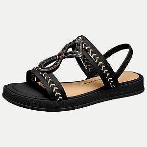 SANDALIA DAKOTA ANABELA BAIXA PRETO FEMININA ADULTO