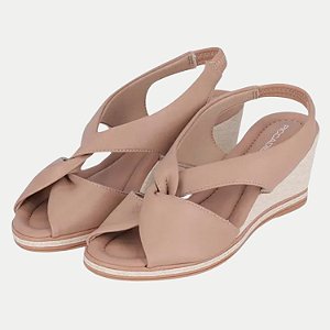 SANDALIA PICCADILLY ANABELA MÉDIA SLINGBACK NUDE FEMININA