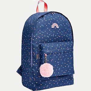 MOCHILA TILIBRA DOTS TRADICIONAL AZUL COM CHAVEIRO  74943-P
