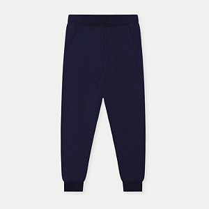 CALÇA ALAKAZOO MOLETOM CASUAL COM PUNHO AZUL MARINHO UNISEX INFANTIL