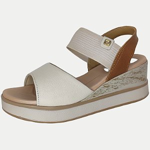 SANDALIA PEGADA ANABELA ALTA COURO OFF WHITE FEMININA ADULTO