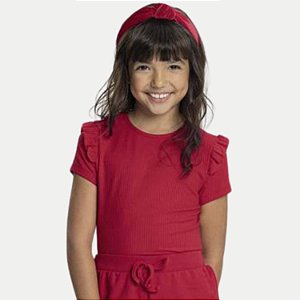 BLUSA ALAKAZOO MC MALHA CANELADA VERMELHO FEMININO INFANTIL