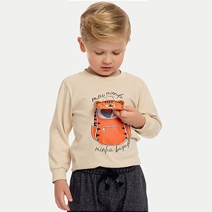 CAMISETA BY GUS ML COMFORT ALGODÃO SILKADA BEGE MASCULINA INFANTIL