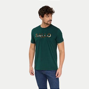 CAMISETA SALLO MANGA CURTA VERDE SLIM MISTA SILKADA MASCULINA ADULTO